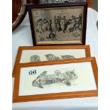 A Louis Wain cat print & 2 others