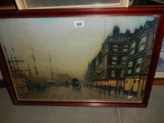 A mahogany framed Victorian street scene, 73 x 54 cm COLLECT ONLY.