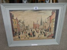 An L S Lowry framed and glazed print entitled 'A Lancashire Village' COLLECT ONLY.