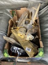 A large box of mainly brass door furniture COLLECT ONLY