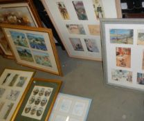 A quantity of small pictures in several frames. COLLECT ONLY.