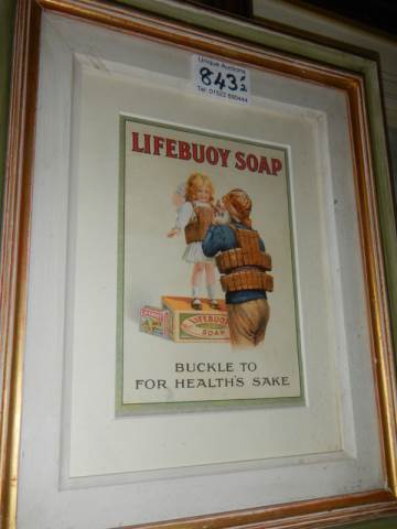 Two framed and glazed posters - Lifebuoy soap and Cherry Blossom. 33.5 x 28.5 cm and 41.7 x 36 cm, - Image 3 of 3
