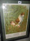 A framed and glazed T W Beeson Grantham calendar, 45 x 59 cm, COLLECT ONLY.