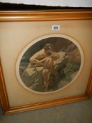 A framed and glazed study of two children entitled 'Wonder of the Sea by Frank O Salisbury,