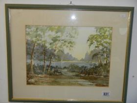 A framed and glazed rural watercolour signed John Fowster, 43 x 54 cm, COLLECT ONLY.
