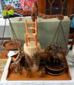 A large wooden tray & scales etc. COLLECT ONLY