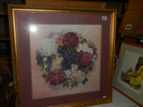 A framed and glazed floral study, 73 x 74 cm, COLLECT ONLY.