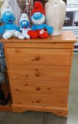 A pine effect 4 drawer chest of drawers COLLECT ONLY