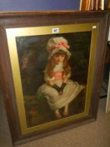 An oak framed and glazed Pear's style print of a young girl, COLLECT ONLY.