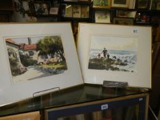 A pair of gilt framed and glazed rural scene water colour signed John Tooley, 47 x 39 cm, COLLECT