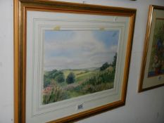 A framed and glazed rural watercolour signed J E Caine 45 x 55.5 cm, COLLECT ONLY.