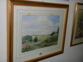 A framed and glazed rural watercolour signed J E Caine 45 x 55.5 cm, COLLECT ONLY.