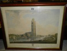 A framed and glazed print fo Boston Lincolnshire, 64 x 50 cm COLLECT ONLY.