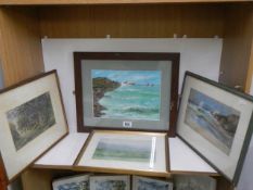 Four framed and glazed rural scene watercolours, COLLECT ONLY.
