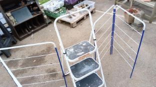A large 3 step ladder & Airers
