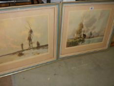 A pair of framed and glazed rural watercolours signed A Jacob.63 x 57 cm COLLECT ONLY.