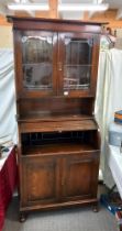 A magnificent mahogany roll top bureau bookcase. COLLECT ONLY.