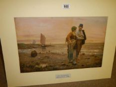 A framed and glazed watercolour entitled 'The Shell Pickers' and signed G R Falkenburg 1885 COLLECT