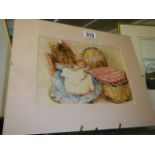 A mounted print of a mother mouse with babies, 35 x 28 cm,