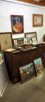 A quantity of framed cross stitch & tapestries etc COLLECT ONLY