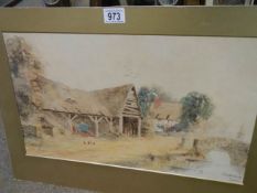A signed mid 20th century rural scene watercolour, COLLECT ONLY.