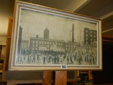 An L S Lowry framed print signed and dated 1920, COLLECT ONLY.