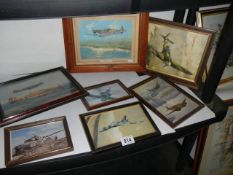 A quantity of framed and glazed aircraft related prints, COLLECT ONLY.
