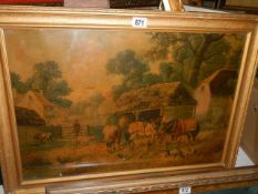 A gilt framed farmyard scene, 75 X 54 cm. COLLECT ONLY.