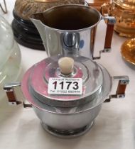 An art deco chrome plated lidded sugar bowl & milk jug