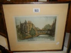 An early 20th century engraving 'The Bridge of Sighs, St. Johns College, Cambridge' 41 x 36 cm,
