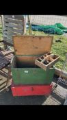 2x Pine painted tool chests (FULL) COLLECT ONLY