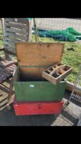 2x Pine painted tool chests (FULL) COLLECT ONLY