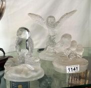 3 glass owl ornaments