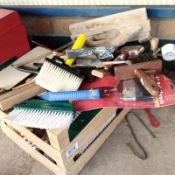 A large lot of paint brushes etc