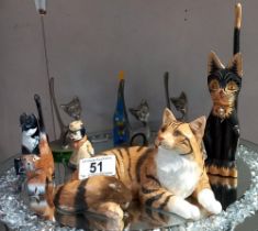 A John Beswick connoisseur cat & other cat figures etc