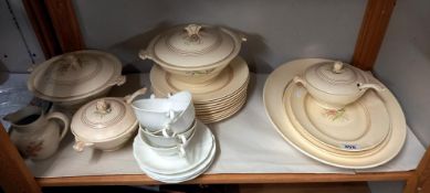 A Newall part service dinner pots & tureens & 3 Aynsien cups & saucers