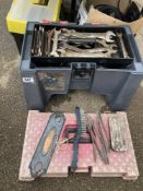 A box step of spanners & other items