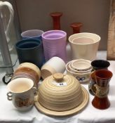 A Gouda Holland pottery vase & a quantity of plates etc