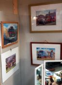 3 framed prints of vintage motoring scenes & 1 other COLLECT ONLY
