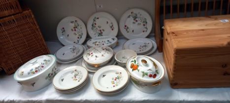 A 21 Piece Royal Worcester dinner set, Royal Worcester Evesham Tureen, & Portmeirion bowl COLLECT