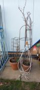 5 Garden climbing plant frames including 2 terracotta plant pots