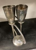Cullinary concepts, London pair of white metal "entwined lovers"Champagne flutes in a heart shaped