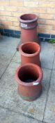 3 terracotta plant chimney pots