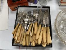 A good box of vintage fish knives & forks