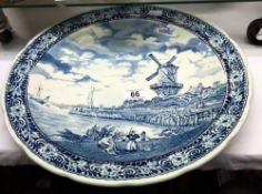 A large blue & white delft charger COLLECT ONLY