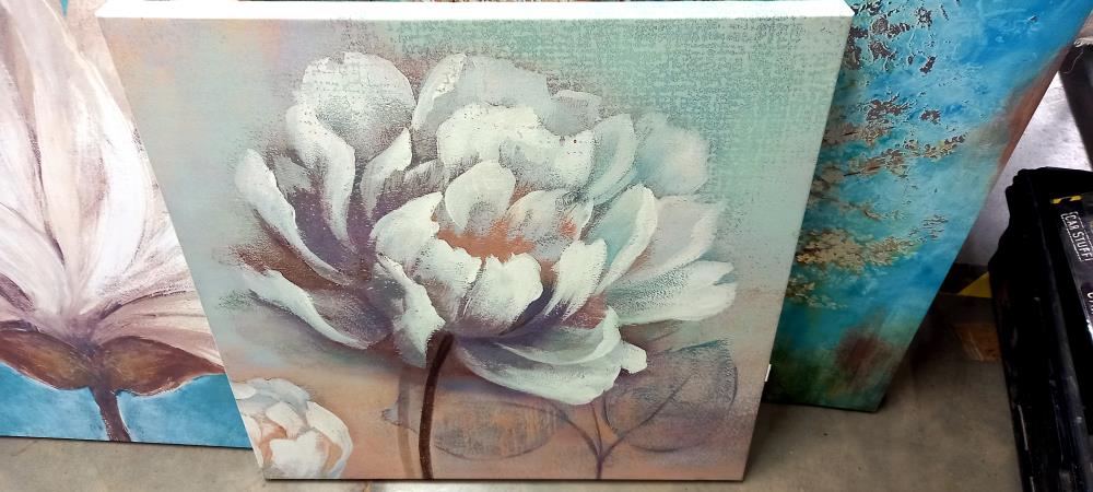 5 Floral decorative canvases - Image 3 of 6