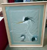 A Large Robert Gillmor print of herons 69x86cm COLLECT ONLY