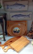 A good lot of wooden kitchen boards & trays etc