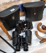 A cased Jessop 7x50 binoculars & Praktica 8x40 (No end caps)