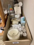 A quantity of candles, tealights & a used Yankee candle